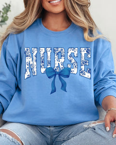 Blue Nurse Bow Sweatshirt