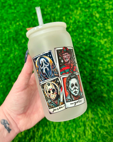 Scary Tarot Cards Glass Tumbler