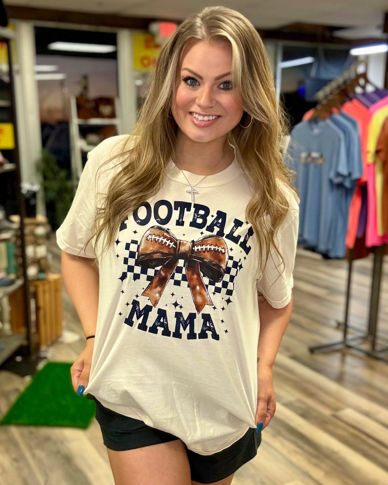 Football Mama Bow Tshirt