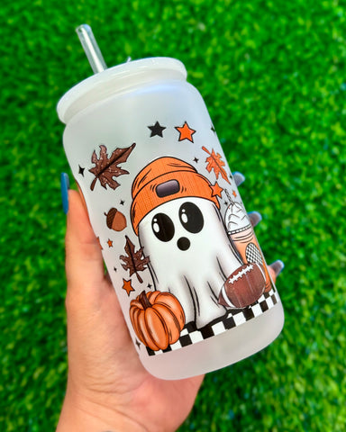 Football Ghost Glass Tumbler