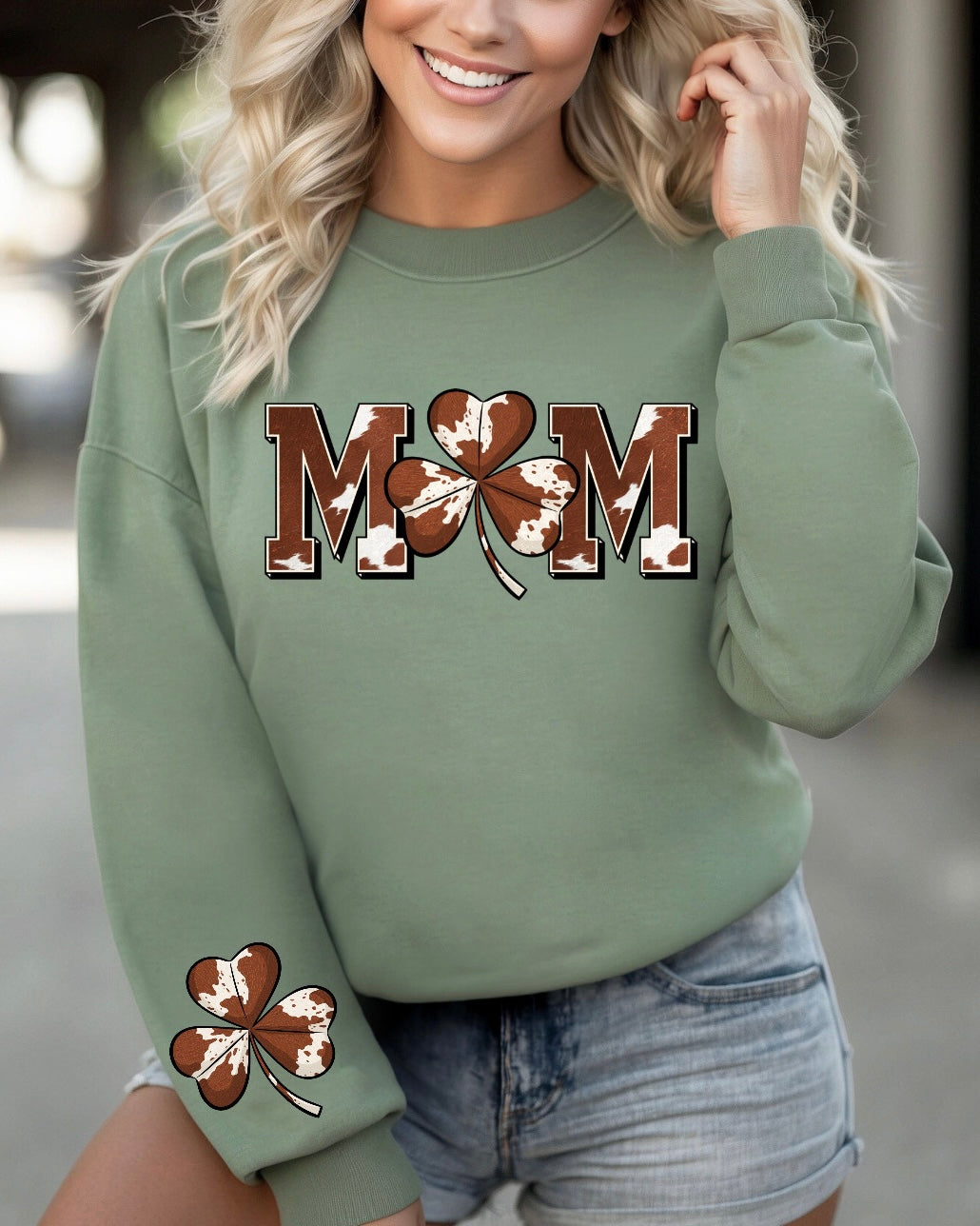 Mom Cowhide Shamrock Sweatshirt