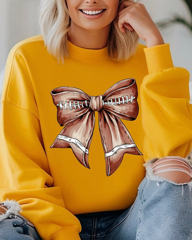 Retro Football Bow Sweatshirt