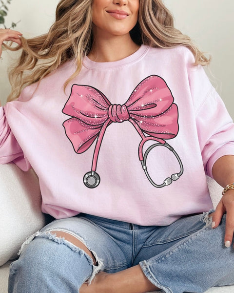 Pink Nurse Bow Sweatshirt