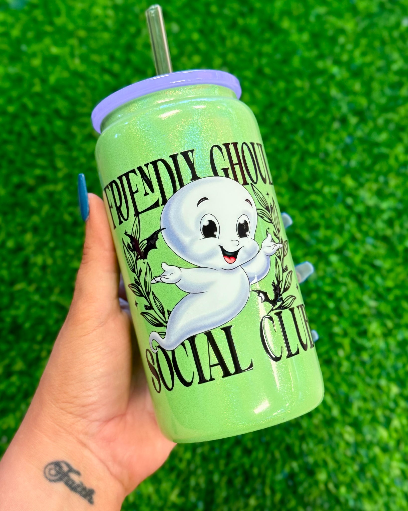 Friendly Ghoul Glass Tumbler