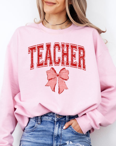 Red Teacher Bow Sweatshirt