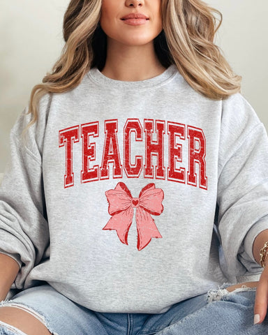 Red Teacher Bow Sweatshirt