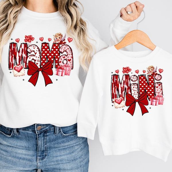 Mama Mini Vday Bow Sweatshirt