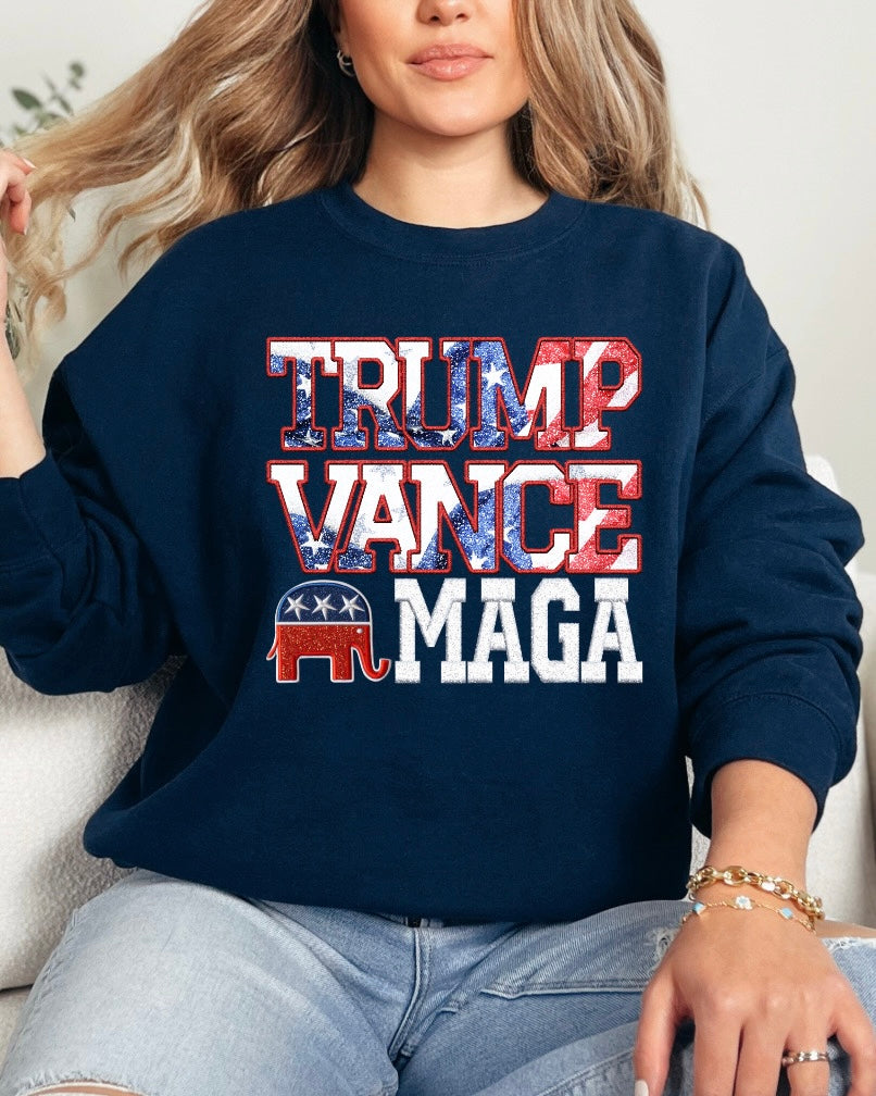 Trump Vance faux Embroidery Sweatshirt