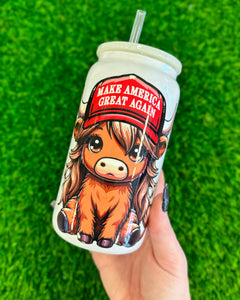 Maga Highland Cow Glass Tumbler